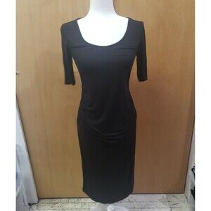 Daily Ritual Women's Maternity Short Sleeve Dress Black Sz MED Cotton/Poly #XXX